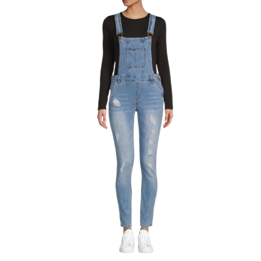 Dollhouse | Junior Ripped Skinny Denim Overalls